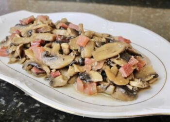 Champiñones con jamón en freidora de aire o airfryer en 15 minutos