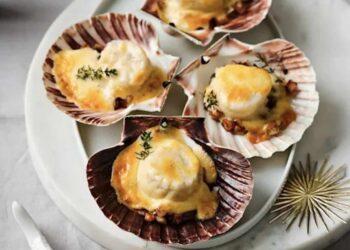 Vieiras gratinadas al horno, receta fácil y deliciosa